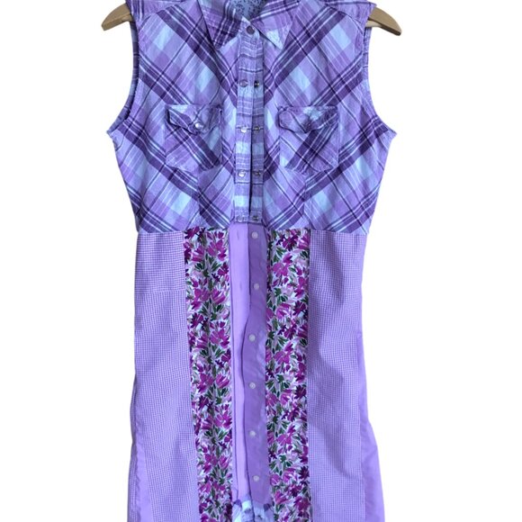 Patchwork Duster: Upcycled Boho Dress, Violet Spring Jacket (Size Small) - Picture 8 of 14